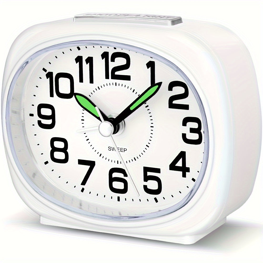 Silent Non-Ticking Alarm Clock with Night Light - Battery Operated, Large Dial, Snooze Feature, Easy to Use for Home & Travel