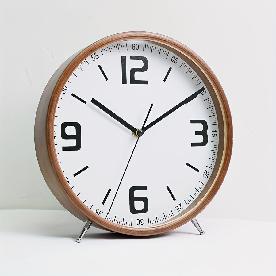 A European-Style Wooden Silent Alarm Clock, a Minimalist Decorative Pointer Table Clock for The Living Room, a Creative Art Solid Wood Timepiece, Perfect As a Gift for Christmas, Valentine'S Day, And New Year Celebrations