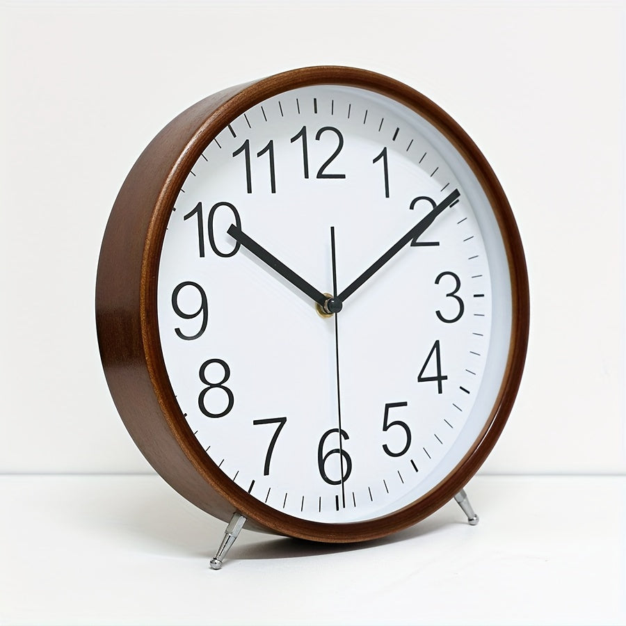 A European-Style Wooden Silent Alarm Clock, a Minimalist Decorative Pointer Table Clock for The Living Room, a Creative Art Solid Wood Timepiece, Perfect As a Gift for Christmas, Valentine'S Day, And New Year Celebrations
