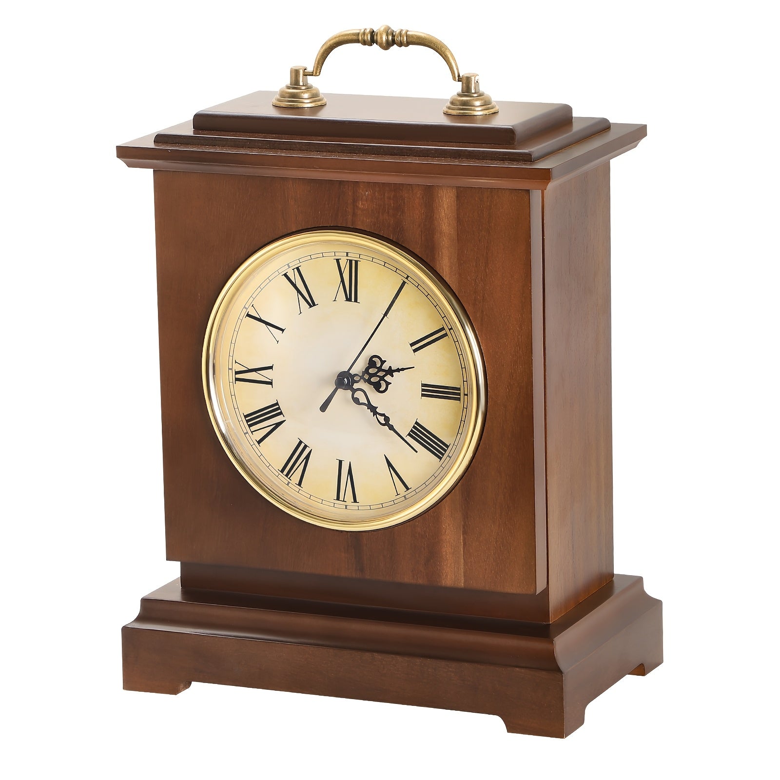 1pc Wooden Alarm Clock with Silent Sweep Movement & Retro Roman Numeral | Retro and Gorgeous Square Hidden Storage Table Clock with Arched Decoration - Hidden Money & Valuables Safe Box, Ideal for Living Room, Bedroom, Office