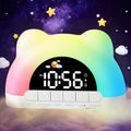 Alarm Clock with Night Light, Children's Alarm Clock, Wake-up Children's Color Changing Alarm Clock, 11 Color Night Light Cat Clock, 10 Soothing Music, Children's Lock, Dual Alarm Clock, Sleep Training, Perfect Birthday Or New Year Gift