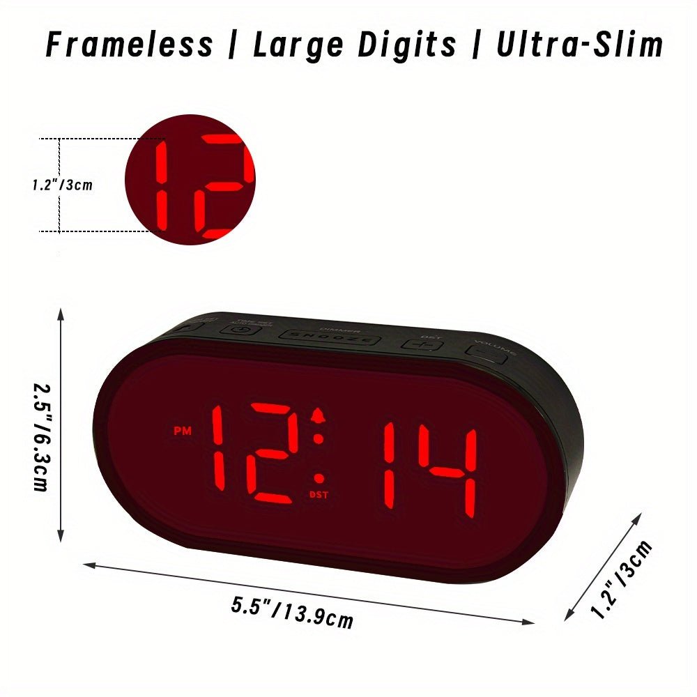 LED Digital Alarm Clock, Compact Wall Clock, Powered by Batteries, Features Adjustable Brightness with Three Levels, a Dim Night Mode, Automatic Dimming, Auto Daylight Saving Time Adjustment, Supports Both 12 And 24-Hour Formats, Cordless Design