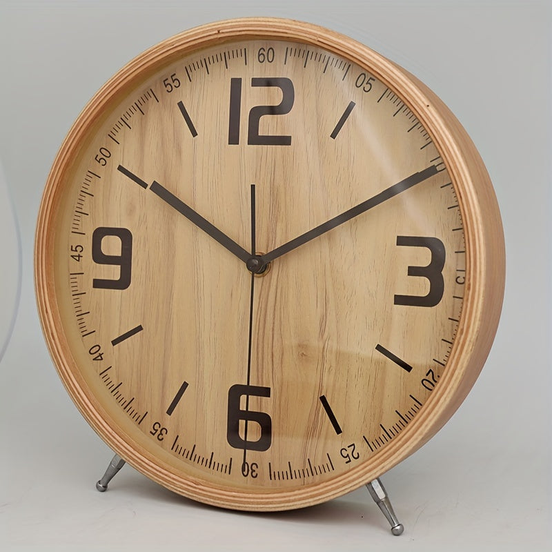 A European-Style Wooden Silent Alarm Clock, a Minimalist Decorative Pointer Table Clock for The Living Room, a Creative Art Solid Wood Timepiece, Perfect As a Gift for Christmas, Valentine'S Day, And New Year Celebrations