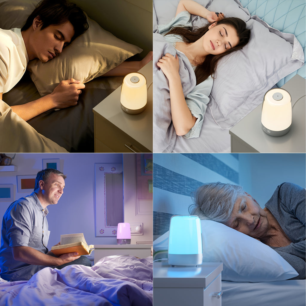 2packs, Touch Wake Up Night Light with Sunrise Simulation Alarm Clock, Heavy Sleepers, Bedroom, Sleep Aid, Nightlight, Daylight, 6 Colors, 5 Natural Sounds, Ideal for Gift