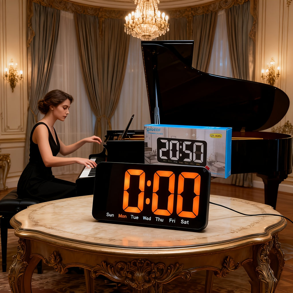 Intelligent Clock Simple Large-Screen LED Display Intelligent Clock, a Clock That Can Be Hung on the Wall or Placed Upright, a Living Room Clock with Temperature Display and Multifunctional Alarm Functions