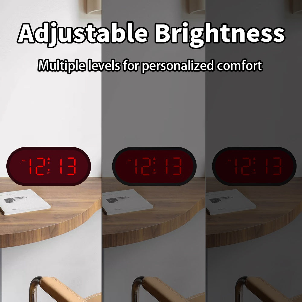 LED Digital Alarm Clock, Compact Wall Clock, Powered by Batteries, Features Adjustable Brightness with Three Levels, a Dim Night Mode, Automatic Dimming, Auto Daylight Saving Time Adjustment, Supports Both 12 And 24-Hour Formats, Cordless Design