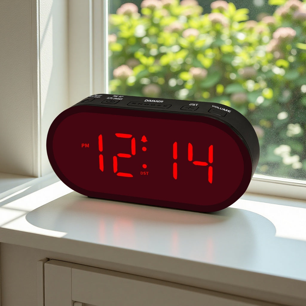 LED Digital Alarm Clock, Compact Wall Clock, Powered by Batteries, Features Adjustable Brightness with Three Levels, a Dim Night Mode, Automatic Dimming, Auto Daylight Saving Time Adjustment, Supports Both 12 And 24-Hour Formats, Cordless Design