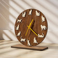 Cute -Themed Silent Non-Ticking Desk Clock with Alarm - Resin Battery-Powered Irregular Shaped Modern Minimalist Design, Hands & Yellow Face, Silhouettes - Home Office Bedroom Living Room Decor, Easy-Read Large Numbers, No Electricity Needed