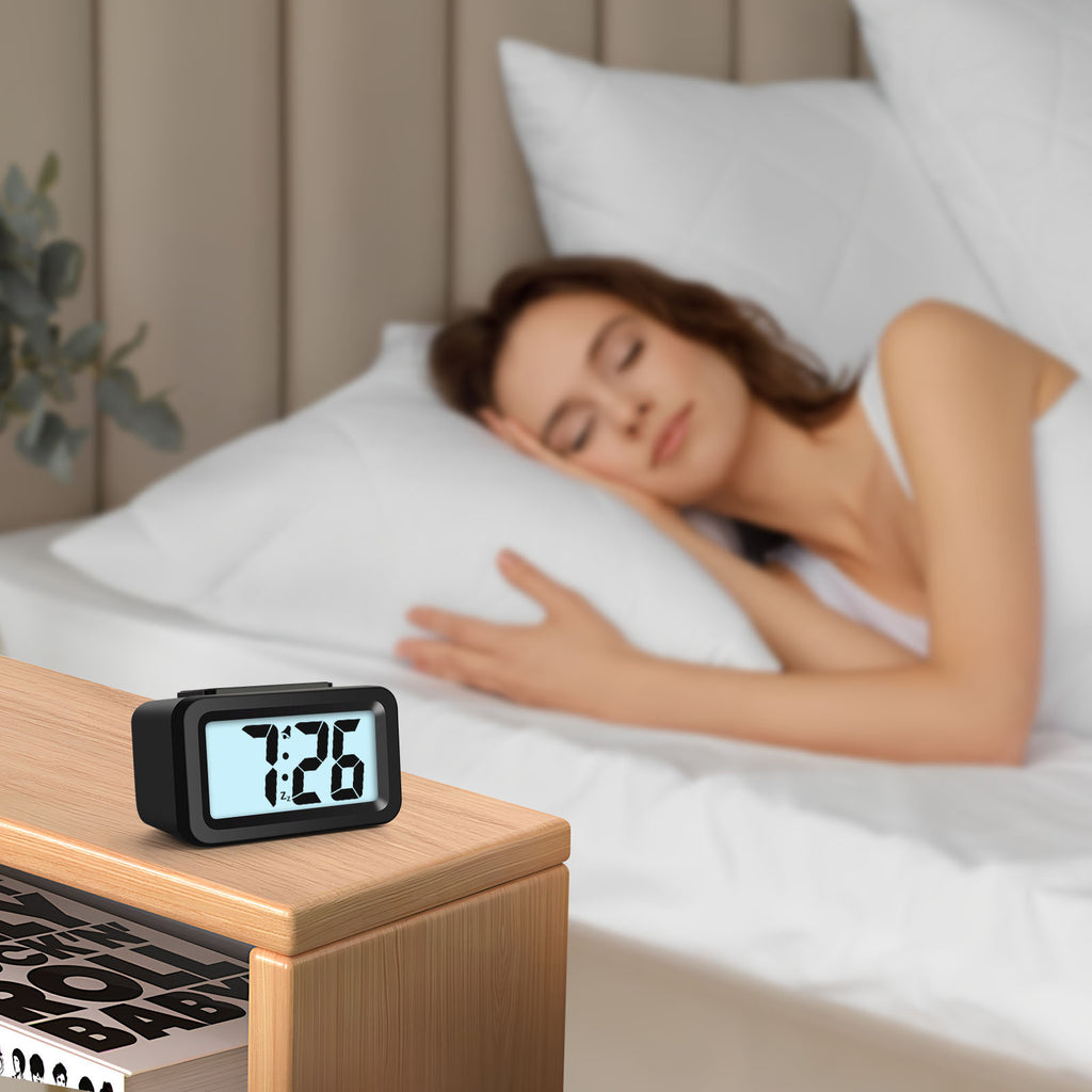 Brightness Adjustable Digital Alarm Clock 0-100 with Snooze HD Display for Home Travel Office Use