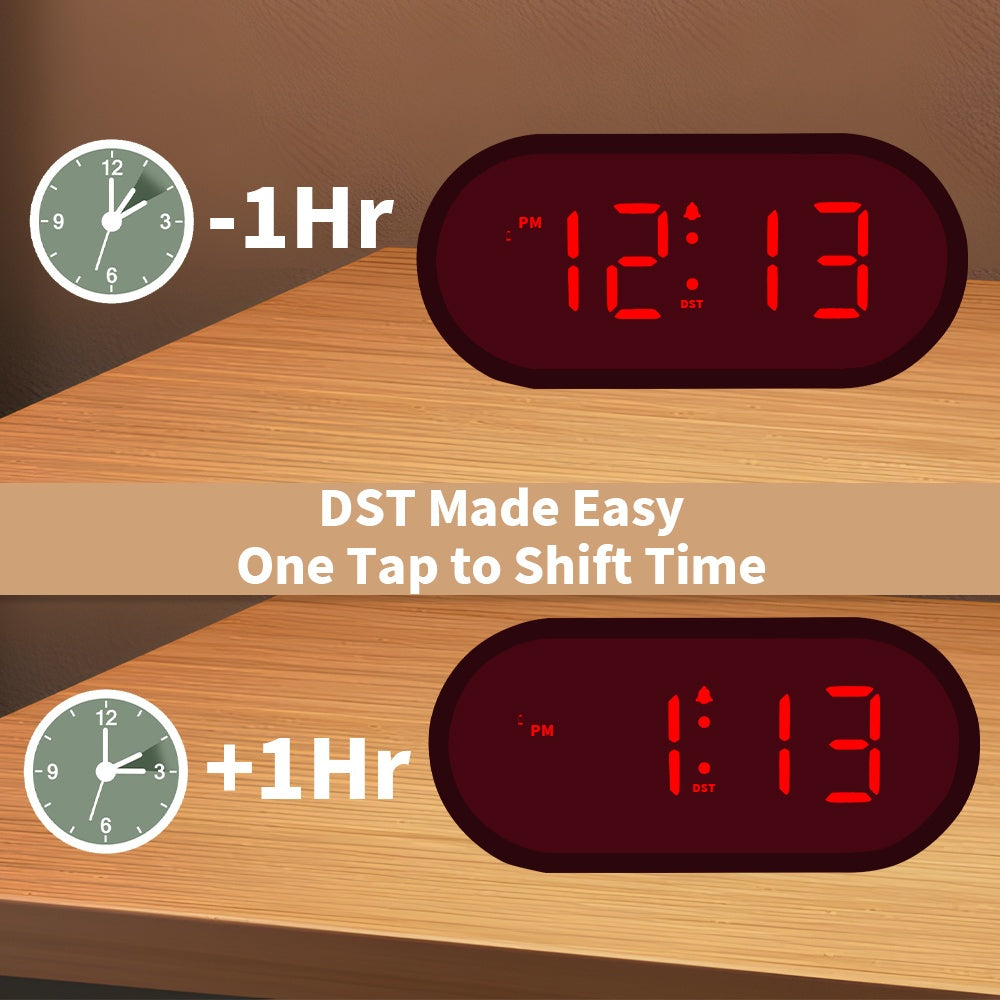 LED Digital Alarm Clock, Compact Wall Clock, Powered by Batteries, Features Adjustable Brightness with Three Levels, a Dim Night Mode, Automatic Dimming, Auto Daylight Saving Time Adjustment, Supports Both 12 And 24-Hour Formats, Cordless Design