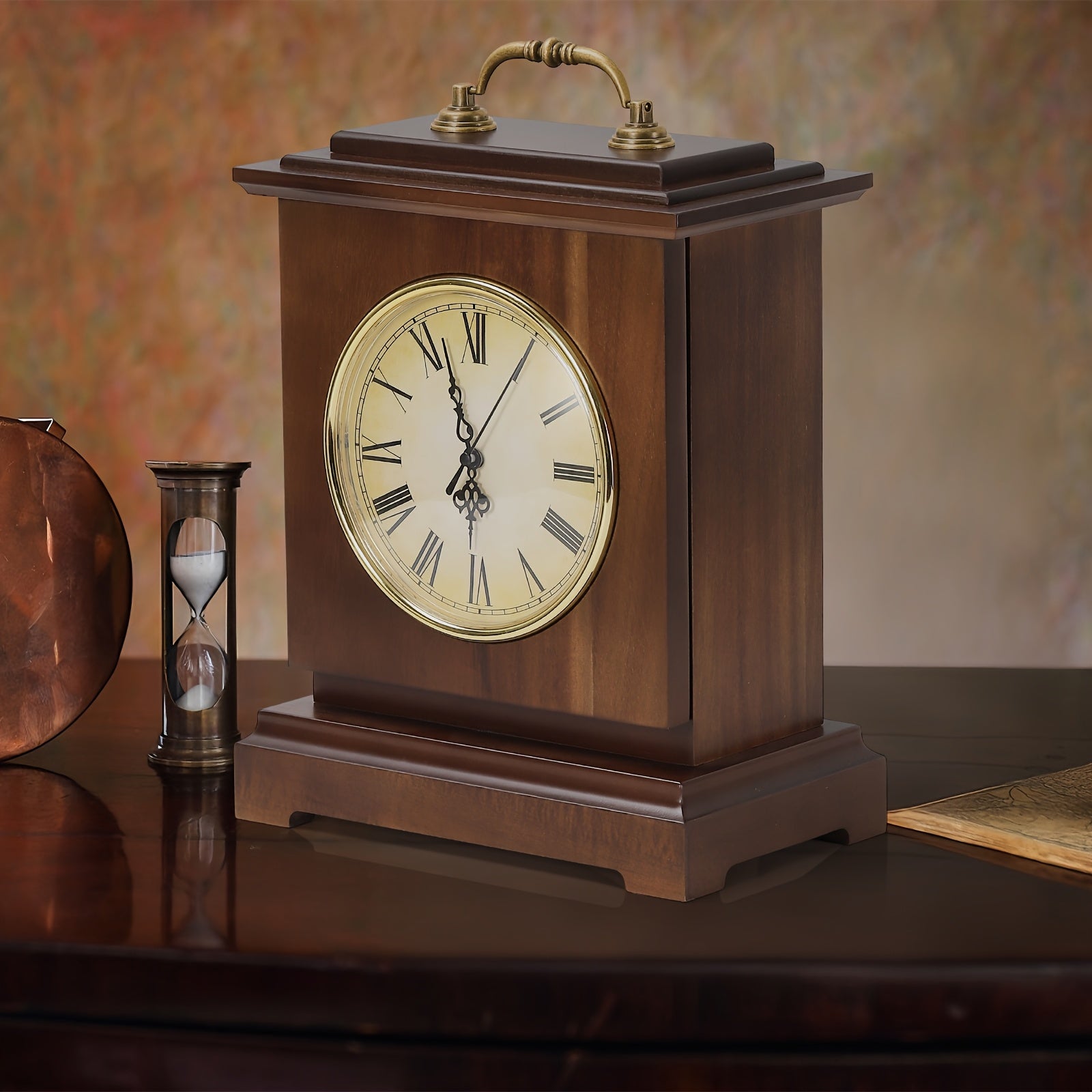 1pc Wooden Alarm Clock with Silent Sweep Movement & Retro Roman Numeral | Retro and Gorgeous Square Hidden Storage Table Clock with Arched Decoration - Hidden Money & Valuables Safe Box, Ideal for Living Room, Bedroom, Office