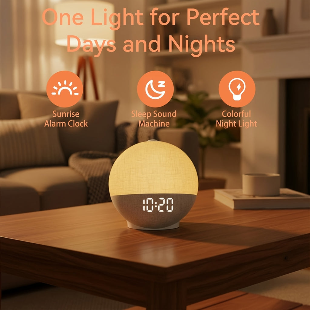 Sunrise Alarm Clock, Sound Machine for Sleep, Snooze, Timer, Dimmable Night Light, 30 Soothing Sounds, White Noise Machine, Wake Up Light for Bedrooms, Adults, Heavy Sleepers, Gift for Women Men