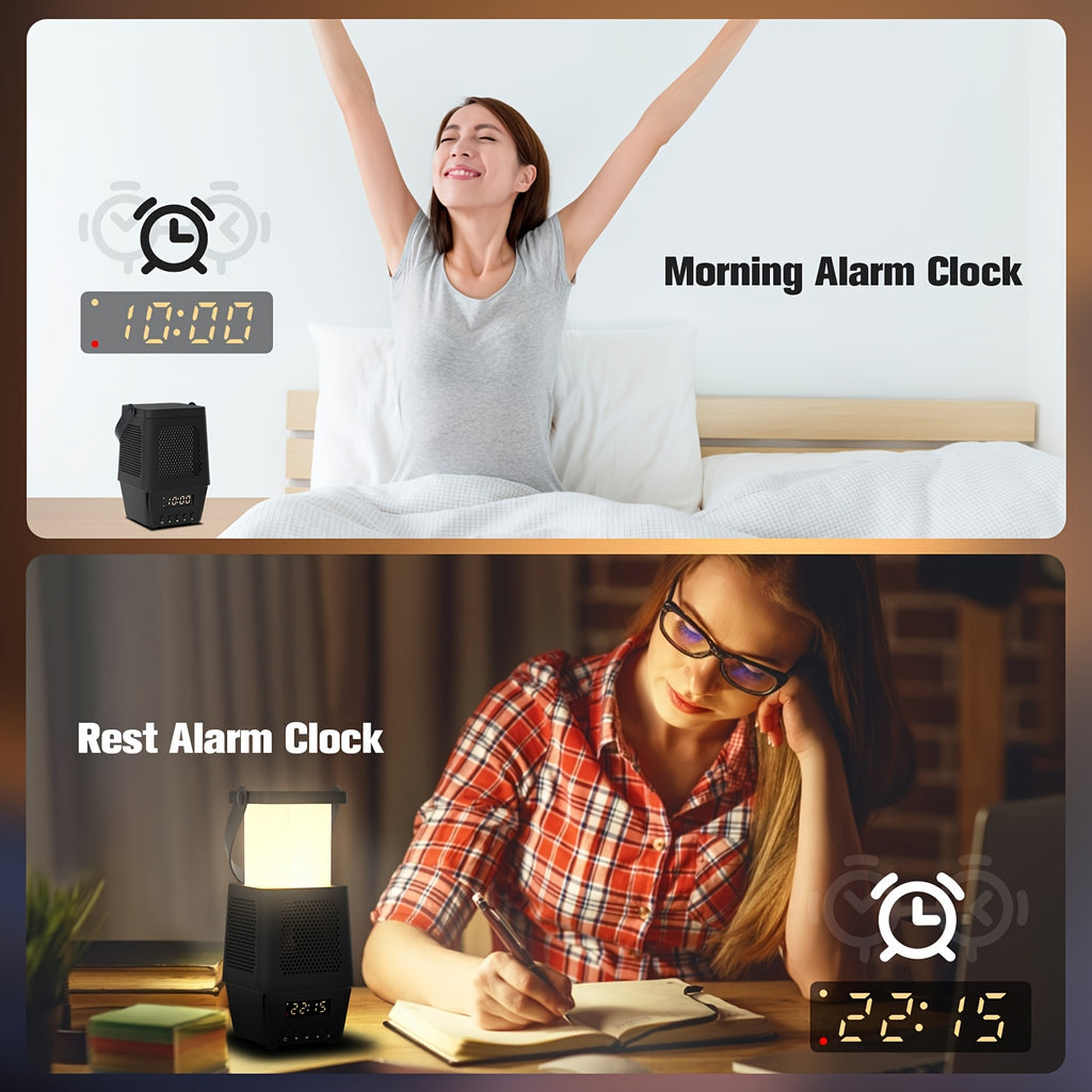 Three In One Multifunctional Night Light With Advanced Design, Desk Lamp With Three Color Temperatures And Seven Brightness Levels That Can Play Music, Clock\u002Falarm Clock, 3600mAh Lithium Battery Suitable For Desktop Lighting, New Year'S Gift