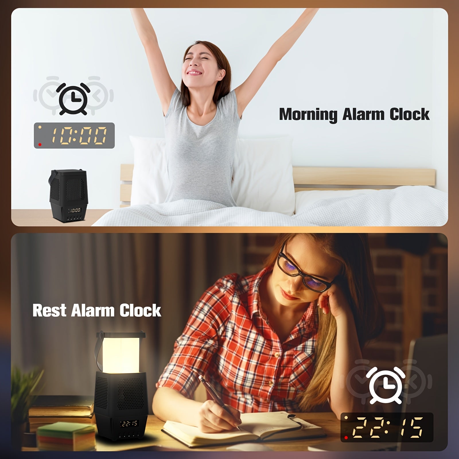 Three In One Multifunctional Night Light With Advanced Design, Desk Lamp With Three Color Temperatures And Seven Brightness Levels That Can Play Music, Clock\u002Falarm Clock, 3600mAh Lithium Battery Suitable For Desktop Lighting, New Year'S Gift