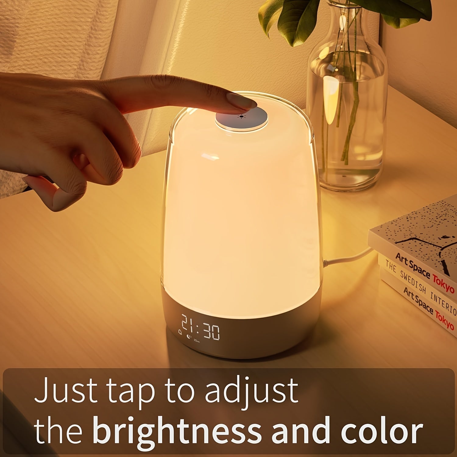 Sunrise Alarm Clock, Night Light Wake Up Light with Sunrise Simulation, Dimmable Touch Bedsides Lamp 6 RGB Colors 5 Nature Sounds for Bedrooms
