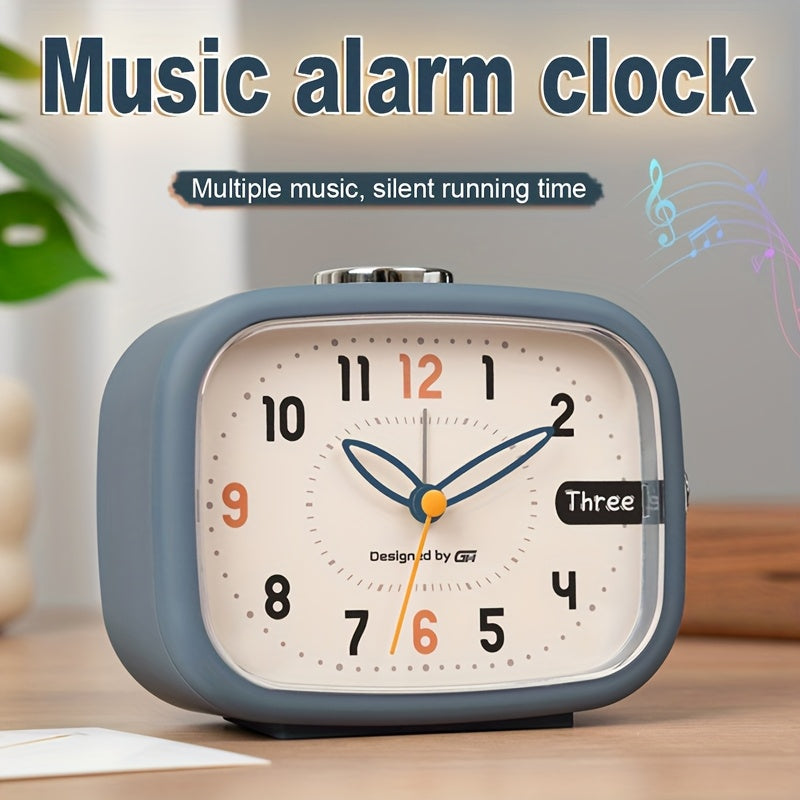 This music alarm clock includes seven silent music alarms that won't disturb your study or work, making it an ideal choice for your bedroom, office, or dorm room. It uses two AA batteries (not included) and features a night light and snooze function.