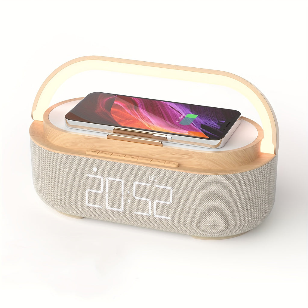 2024 Latest Wireless Charger, Gift Alarm Clock Radio with Built-in Speakers, FM Radio & LED Night Light – Digital Bedside Alarm Clock for Bedroom Decor, Home Audio Device, Sleek Bedside Lamp, Sturdy Design, Smart Home Device, Gadget Enthusiasts