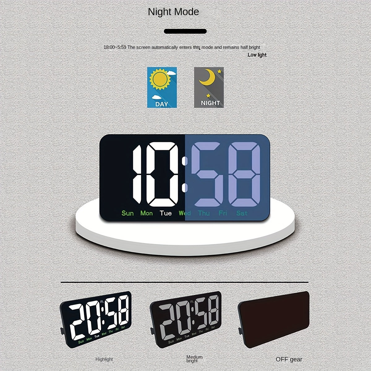 Intelligent Clock Simple Large-Screen LED Display Intelligent Clock, a Clock That Can Be Hung on the Wall or Placed Upright, a Living Room Clock with Temperature Display and Multifunctional Alarm Functions