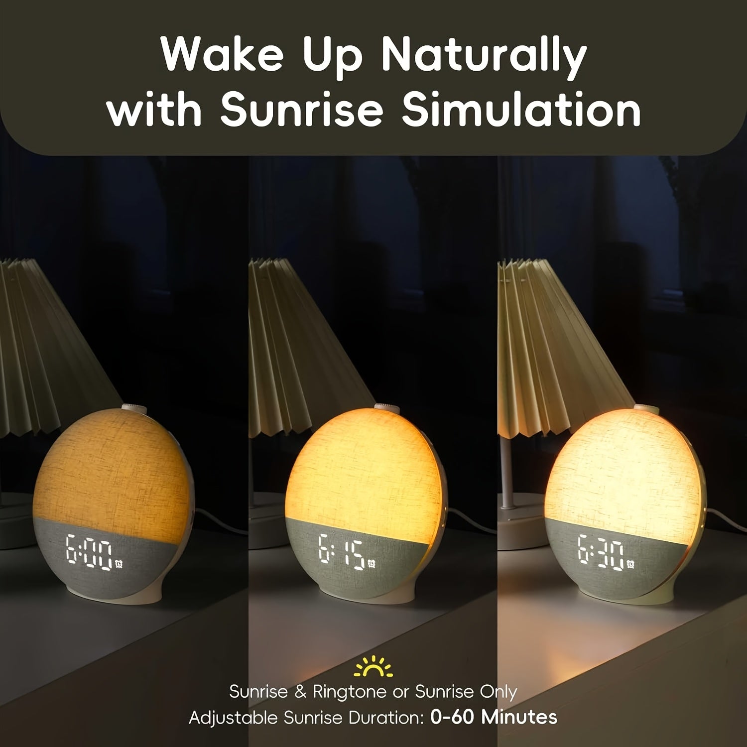 Sunrise Alarm Clock, Sound Machine for Sleep, Snooze, Timer, Dimmable Night Light, 30 Soothing Sounds, White Noise Machine, Wake Up Light for Bedrooms, Adults, Heavy Sleepers, Gift for Women Men