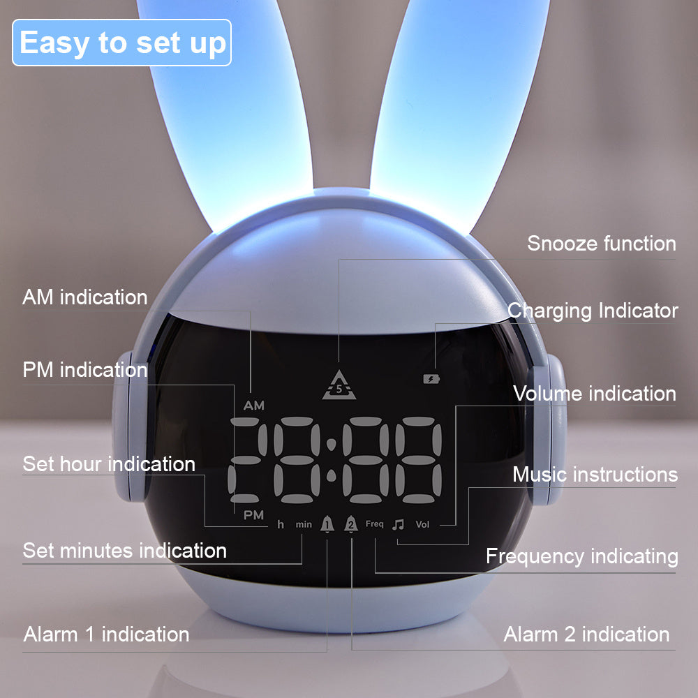 1pc Cute Rabbit-Shaped LED Alarm Clock with Night Light, USB Rechargeable Lithium Battery, Oval Arch Design, Pink & White, Perfect for Bedroom Decor, Bedroom Decor | Playful Design | Soft Glow Light, Rabbit Deco