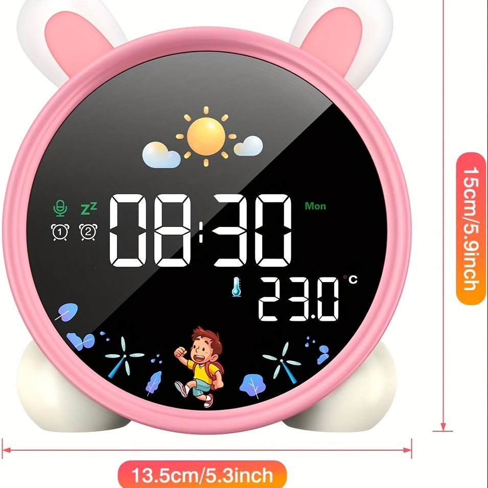 Smart Alarm Clock with Colorful Soft Night Light, Temperature Timer, and Music Playback - USB Rechargeable, Large Display, Battery, Perfect for Bedroom or Home Decor
