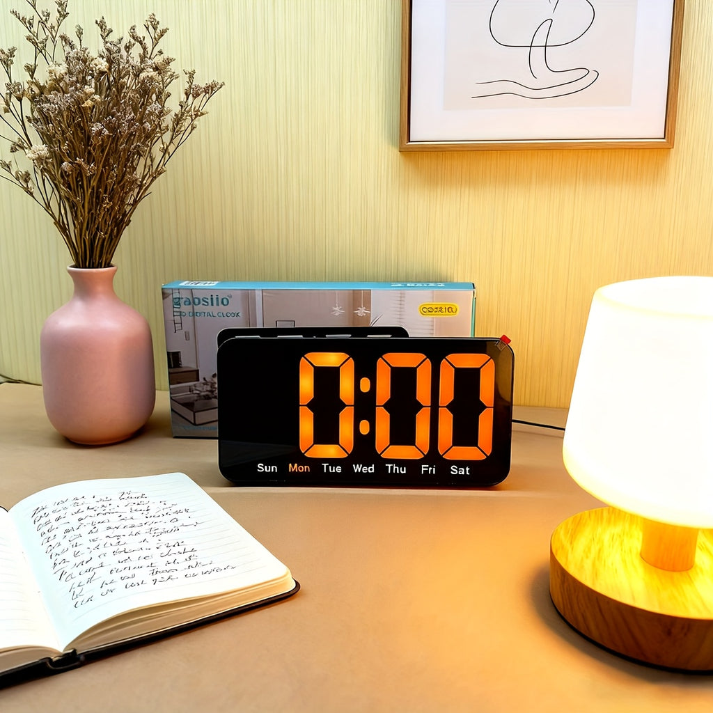 Intelligent Clock Simple Large-Screen LED Display Intelligent Clock, a Clock That Can Be Hung on the Wall or Placed Upright, a Living Room Clock with Temperature Display and Multifunctional Alarm Functions