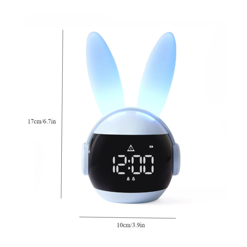 1pc Cute Rabbit-Shaped LED Alarm Clock with Night Light, USB Rechargeable Lithium Battery, Oval Arch Design, Pink & White, Perfect for Bedroom Decor, Bedroom Decor | Playful Design | Soft Glow Light, Rabbit Deco