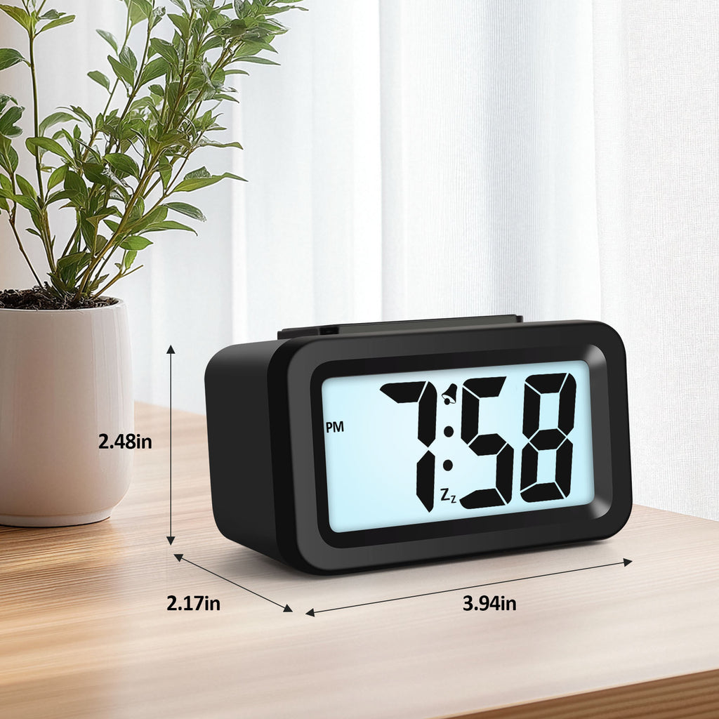 Brightness Adjustable Digital Alarm Clock 0-100 with Snooze HD Display for Home Travel Office Use