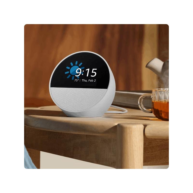 Amazon Echo Spot Touch Screen Smart Alarm Clock with Alexa For Nightstands, Dorms, Offices and Kitchens 2024 Release
