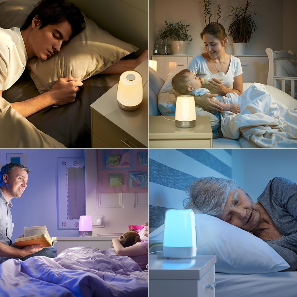 Sunrise Alarm Clock, Night Light Wake Up Light with Sunrise Simulation, Dimmable Touch Bedsides Lamp 6 RGB Colors 5 Nature Sounds for Bedrooms