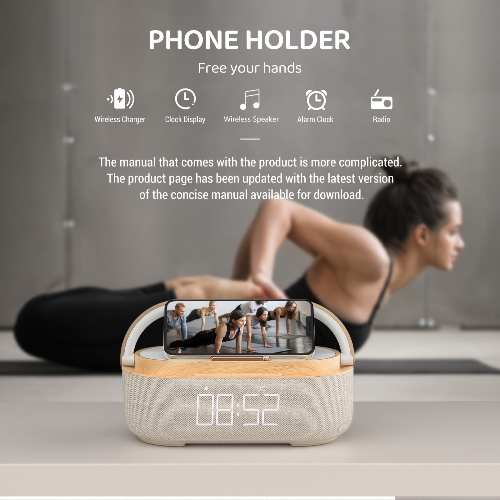 2024 Latest Wireless Charger, Gift Alarm Clock Radio with Built-in Speakers, FM Radio & LED Night Light – Digital Bedside Alarm Clock for Bedroom Decor, Home Audio Device, Sleek Bedside Lamp, Sturdy Design, Smart Home Device, Gadget Enthusiasts