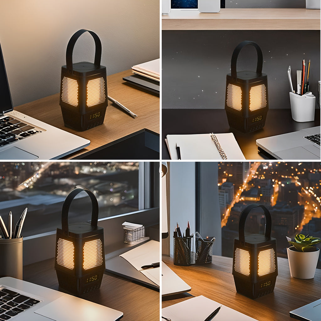 Three In One Multifunctional Night Light With Advanced Design, Desk Lamp With Three Color Temperatures And Seven Brightness Levels That Can Play Music, Clock\u002Falarm Clock, 3600mAh Lithium Battery Suitable For Desktop Lighting, New Year'S Gift