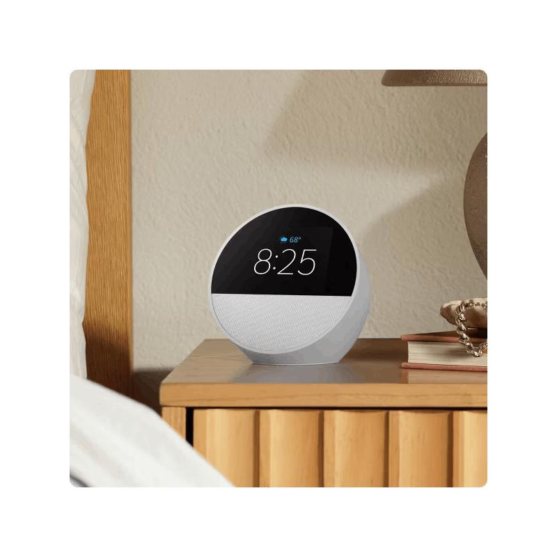 Amazon Echo Spot Touch Screen Smart Alarm Clock with Alexa For Nightstands, Dorms, Offices and Kitchens 2024 Release