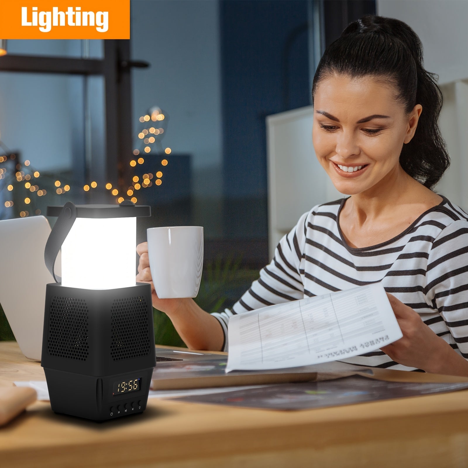 Three In One Multifunctional Night Light With Advanced Design, Desk Lamp With Three Color Temperatures And Seven Brightness Levels That Can Play Music, Clock\u002Falarm Clock, 3600mAh Lithium Battery Suitable For Desktop Lighting, New Year'S Gift