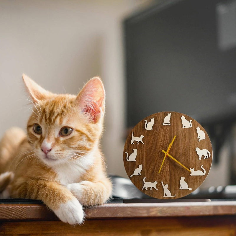 Cute -Themed Silent Non-Ticking Desk Clock with Alarm - Resin Battery-Powered Irregular Shaped Modern Minimalist Design, Hands & Yellow Face, Silhouettes - Home Office Bedroom Living Room Decor, Easy-Read Large Numbers, No Electricity Needed