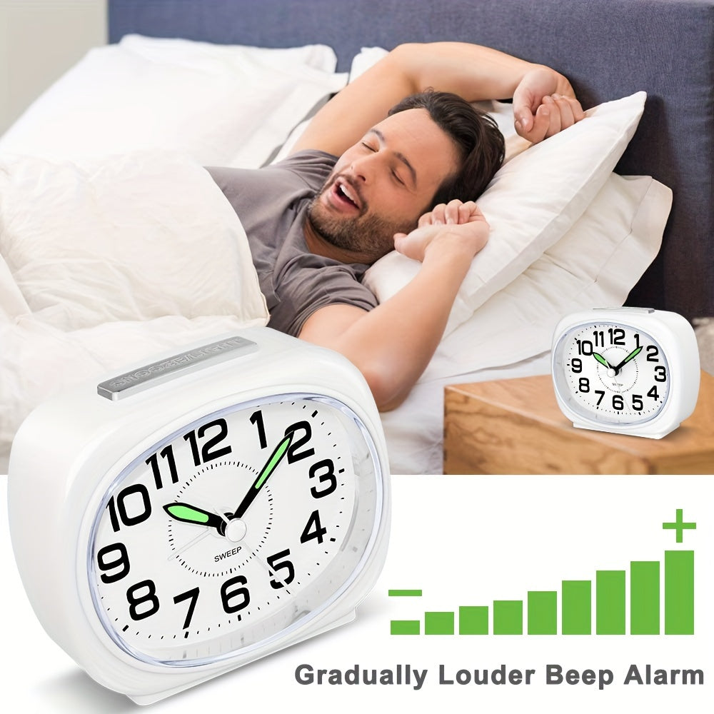 Silent Non-Ticking Alarm Clock with Night Light - Battery Operated, Large Dial, Snooze Feature, Easy to Use for Home & Travel