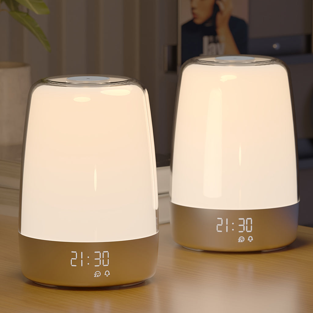 2packs, Touch Wake Up Night Light with Sunrise Simulation Alarm Clock, Heavy Sleepers, Bedroom, Sleep Aid, Nightlight, Daylight, 6 Colors, 5 Natural Sounds, Ideal for Gift