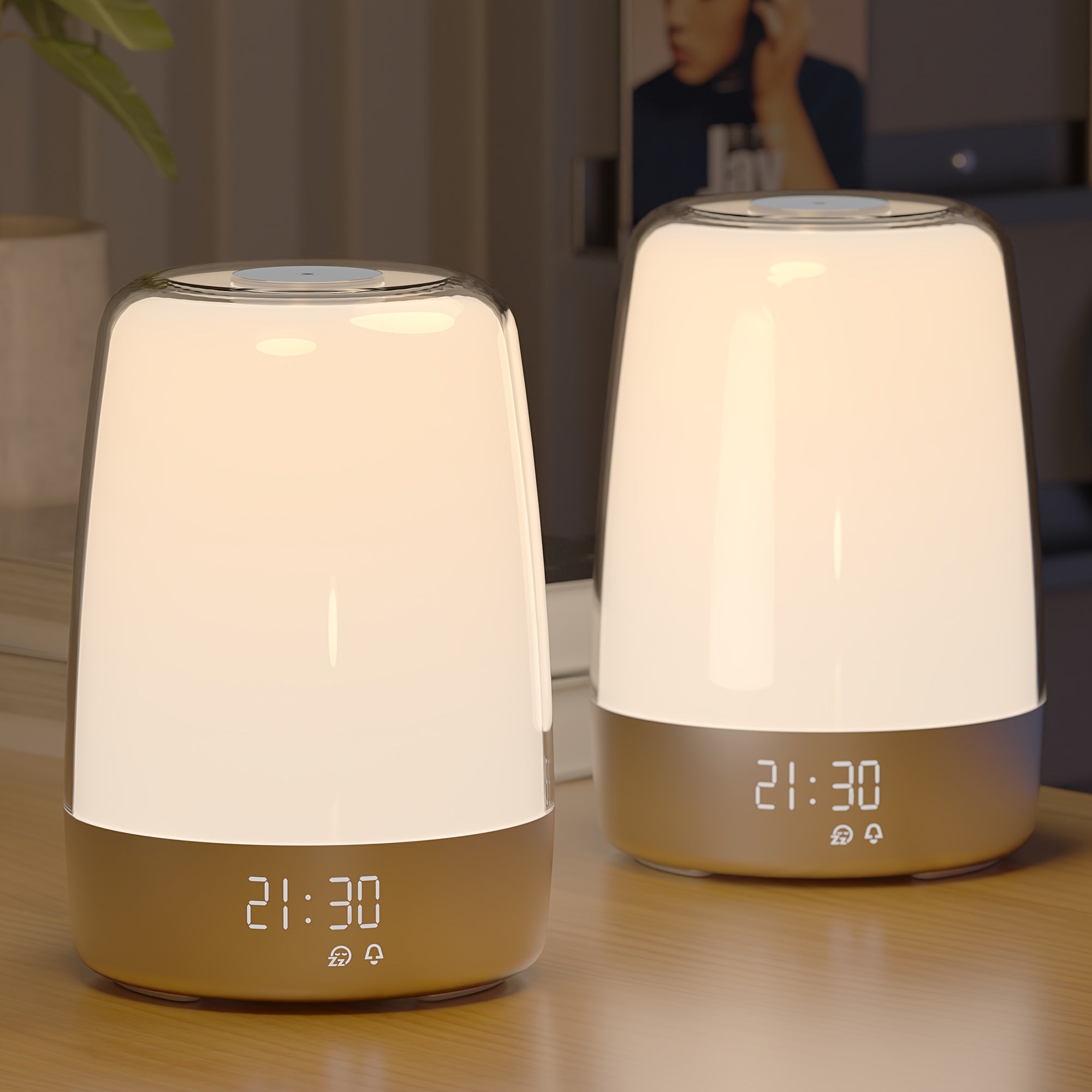 2packs, Touch Wake Up Night Light with Sunrise Simulation Alarm Clock, Heavy Sleepers, Bedroom, Sleep Aid, Nightlight, Daylight, 6 Colors, 5 Natural Sounds, Ideal for Gift