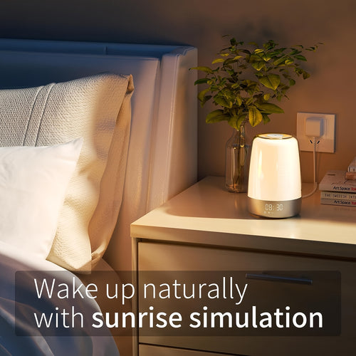 2packs, Touch Wake Up Night Light with Sunrise Simulation Alarm Clock, Heavy Sleepers, Bedroom, Sleep Aid, Nightlight, Daylight, 6 Colors, 5 Natural Sounds, Ideal for Gift