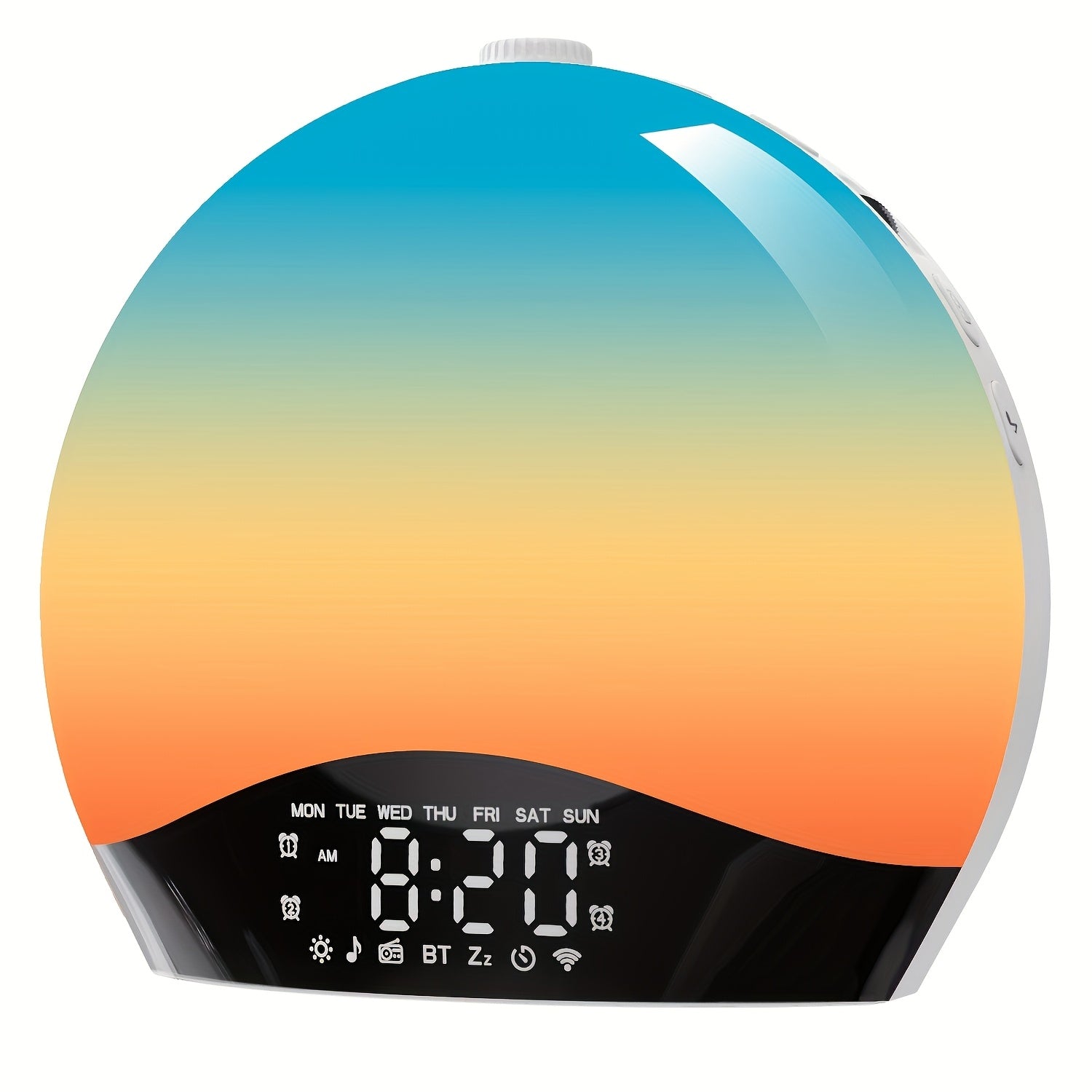 Sunrise Alarm Wake-Up Light, Bluetooth White Noise Machine with 22 Soothing Sounds, 17 Colorful Night Lights, Sunrise Simulation, Dual Alarm, FM Radio
