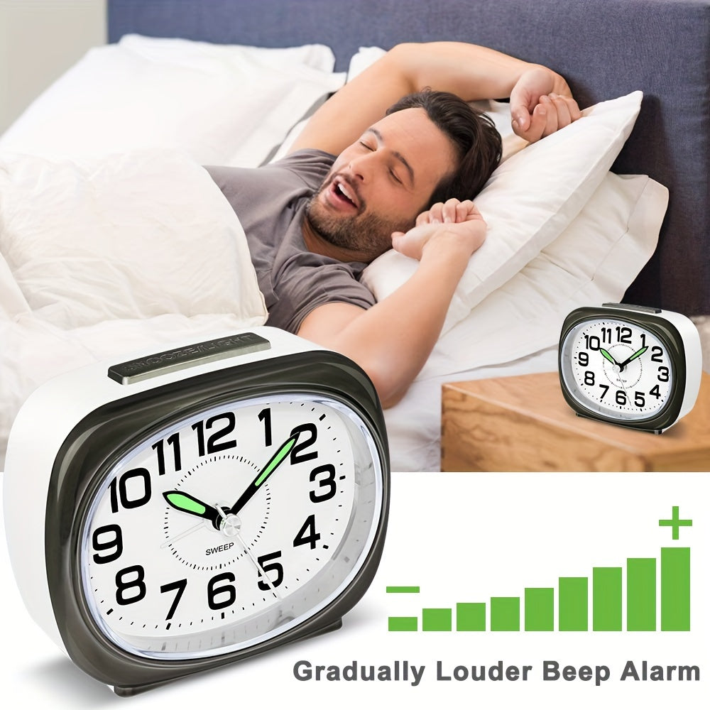 Silent Non-Ticking Alarm Clock with Night Light - Battery Operated, Large Dial, Snooze Feature, Easy to Use for Home & Travel