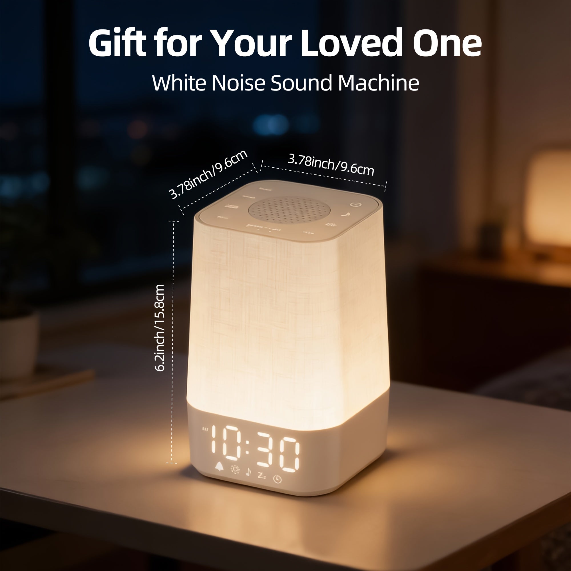White Noise Machine with 7 Alarm Sounds & 20 Relaxing Music Tracks - Adjustable Volume, Night Light & Timer Suitable for Sleep,, Focus Aid - Digital Alarm Clock with Soothing Sound Generator for Adults, Bedside Sleep Helper
