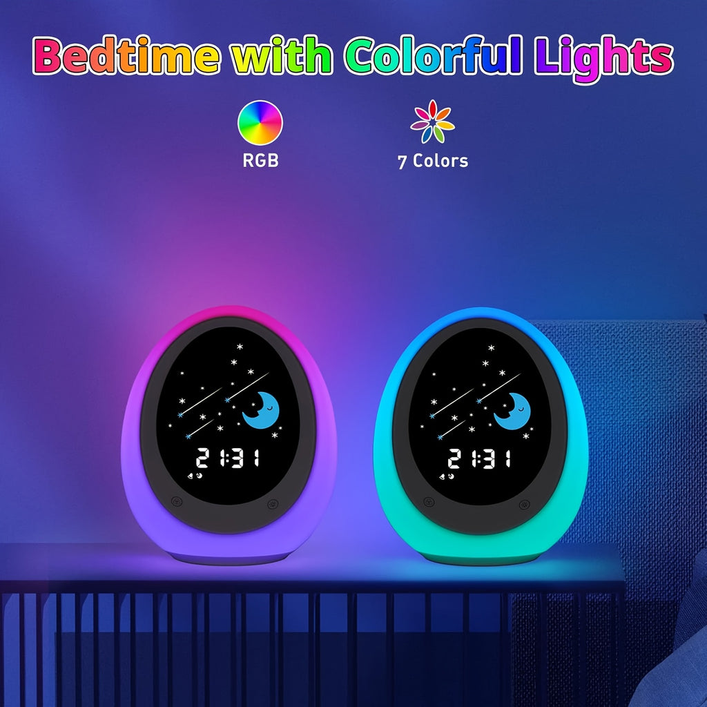 Alarm Clock, Sleep Training Clock With Sun & | Sound Machine, Night Light, Ok To Wake Alarm Clock, Digital Display, Powered, Luminous Features