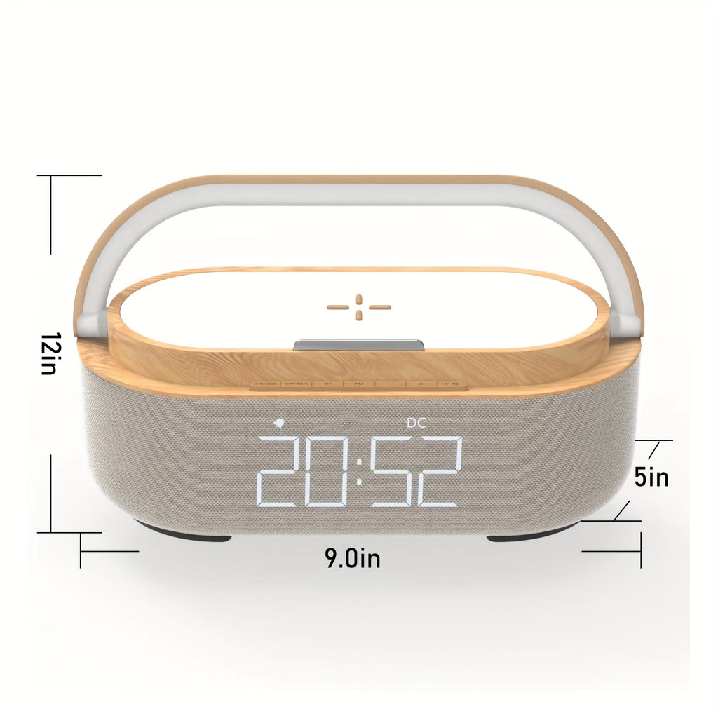 2024 Latest Wireless Charger, Gift Alarm Clock Radio with Built-in Speakers, FM Radio & LED Night Light – Digital Bedside Alarm Clock for Bedroom Decor, Home Audio Device, Sleek Bedside Lamp, Sturdy Design, Smart Home Device, Gadget Enthusiasts