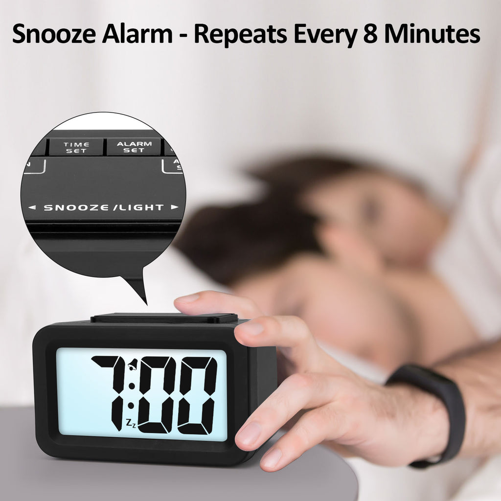Brightness Adjustable Digital Alarm Clock 0-100 with Snooze HD Display for Home Travel Office Use