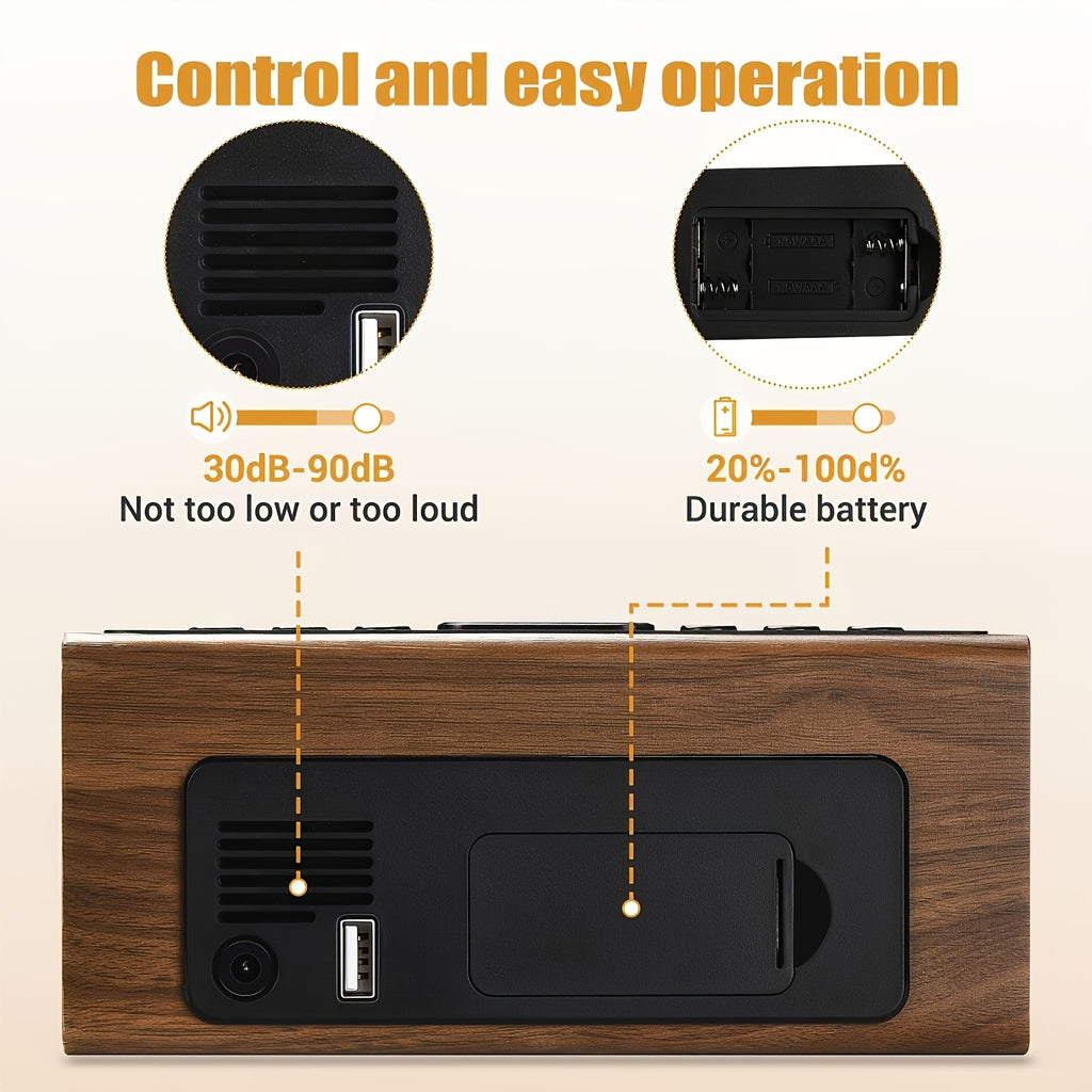 Bedroom Digital Alarm Clock - Electric LED Table Clock with Large Numbers, USB Plug-in, Loud Alarm, Simple Basic Digital Clock, Adjustable Volume, Dimmable, Suitable for Home and Office