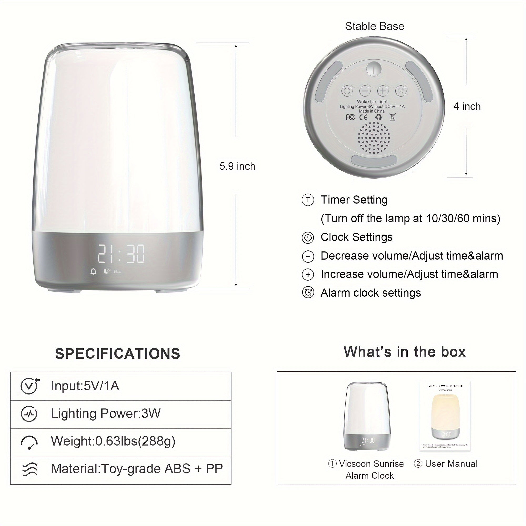 2packs, Touch Wake Up Night Light with Sunrise Simulation Alarm Clock, Heavy Sleepers, Bedroom, Sleep Aid, Nightlight, Daylight, 6 Colors, 5 Natural Sounds, Ideal for Gift