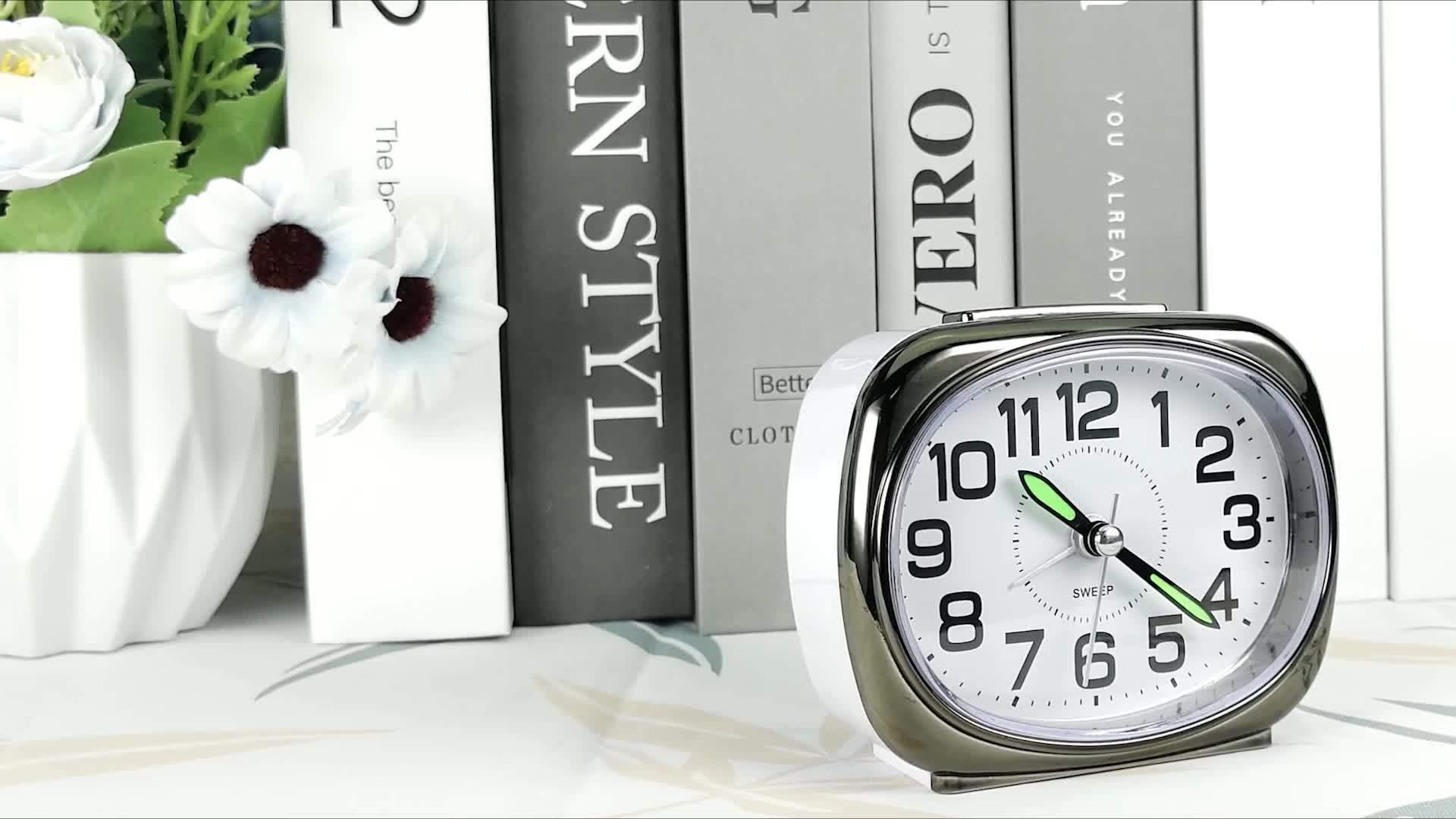 Silent Non-Ticking Alarm Clock with Night Light - Battery Operated, Large Dial, Snooze Feature, Easy to Use for Home & Travel