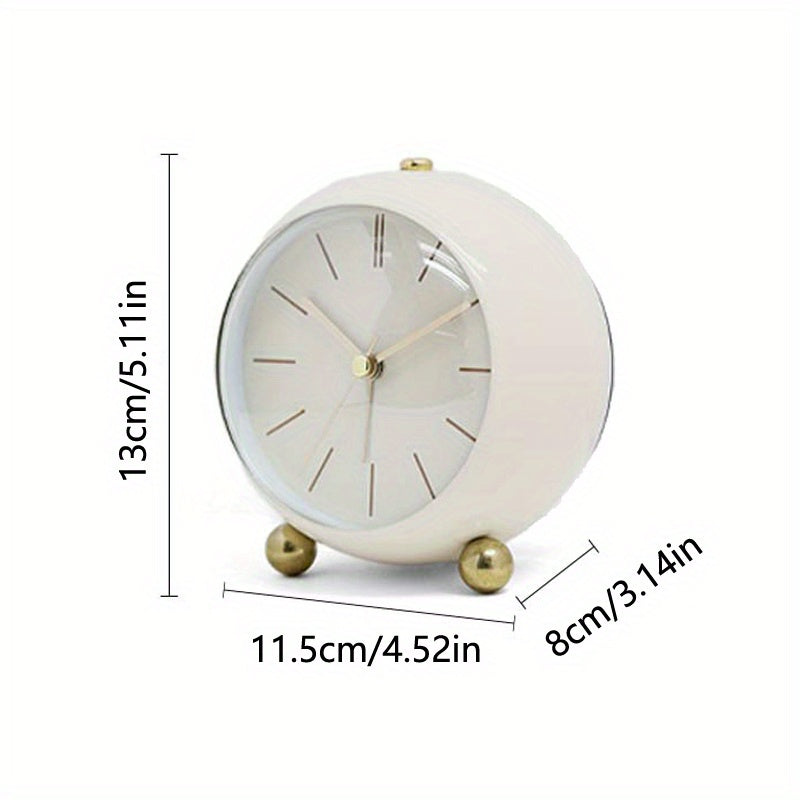 1pc of 5-Inch Multicolored Compact Alarm Clock, Round Clock with a Metallic Feel, Creative And Stylish, Portable Silent Bedside Clock, Suitable for Bedroom And Living Room Decoration, Perfect As a Gift for Christmas, Valentine'S Day, And New Year