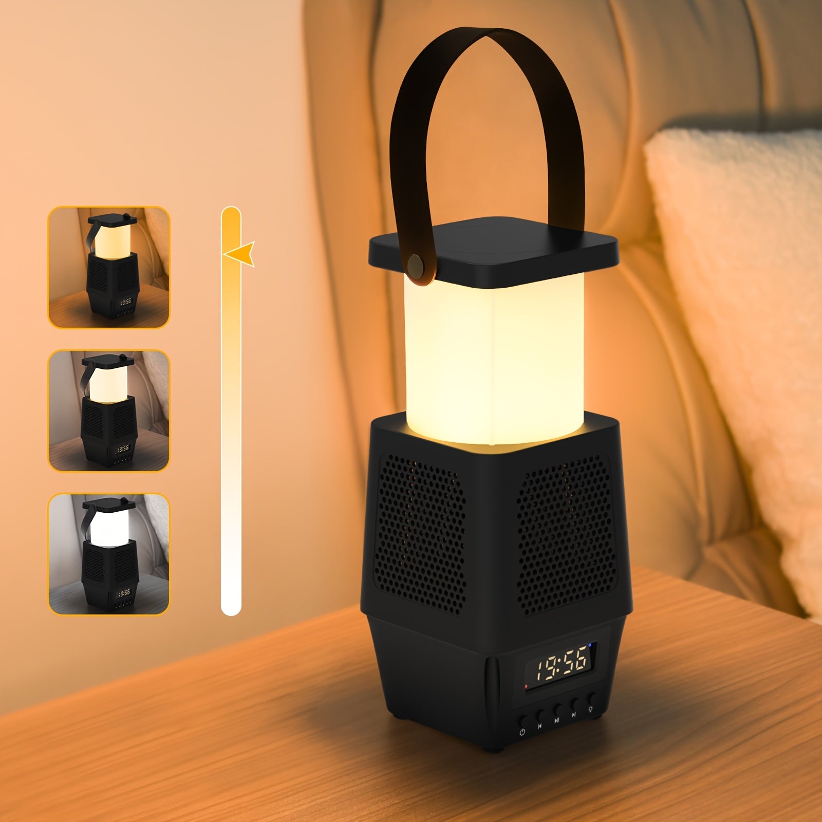 Three In One Multifunctional Night Light With Advanced Design, Desk Lamp With Three Color Temperatures And Seven Brightness Levels That Can Play Music, Clock\u002Falarm Clock, 3600mAh Lithium Battery Suitable For Desktop Lighting, New Year'S Gift
